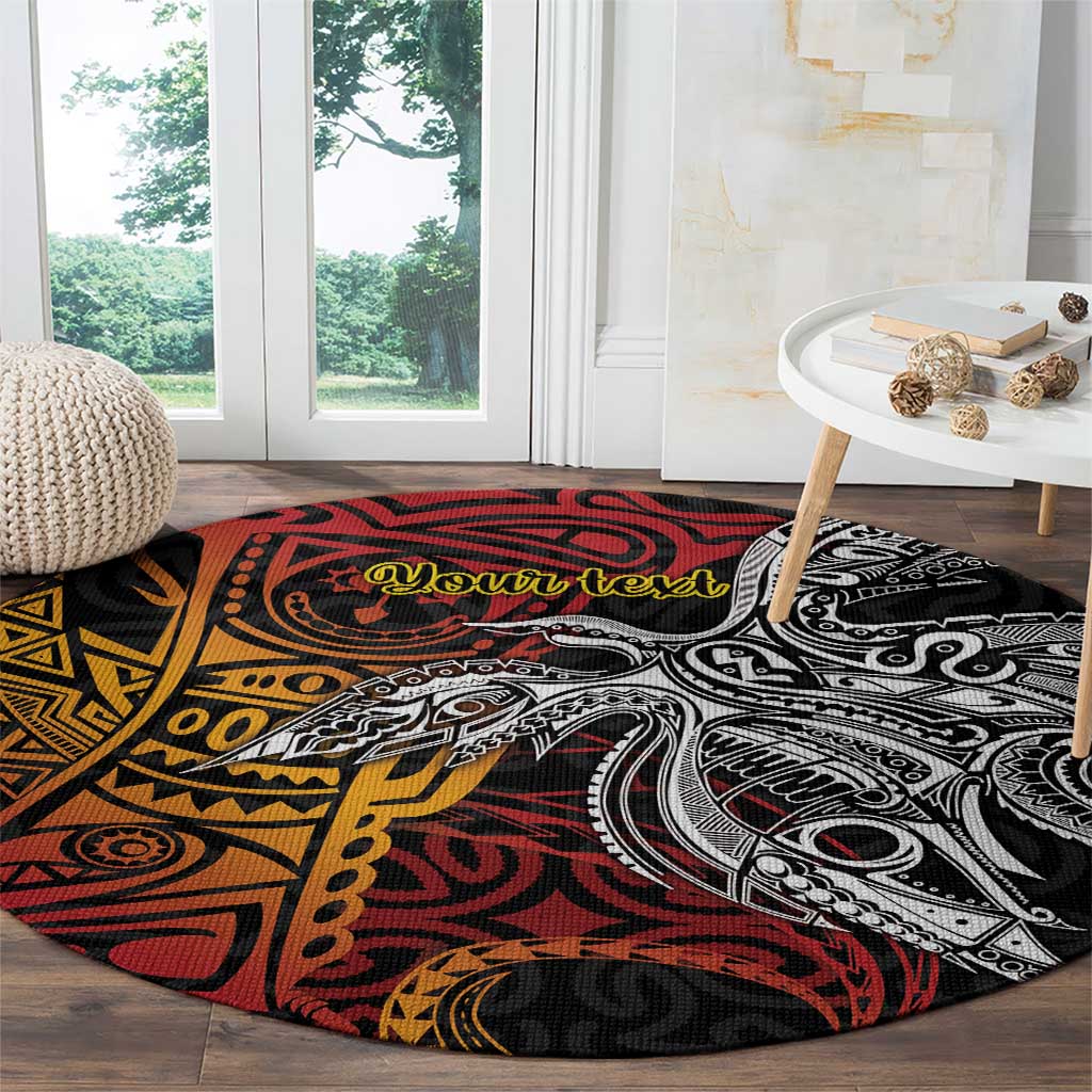 Papua New Guinea Sepik Personalised Round Carpet PNG Bird of Paradise Tattoo LT9 - Polynesian Pride