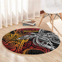 Papua New Guinea Sepik Personalised Round Carpet PNG Bird of Paradise Tattoo LT9 - Polynesian Pride