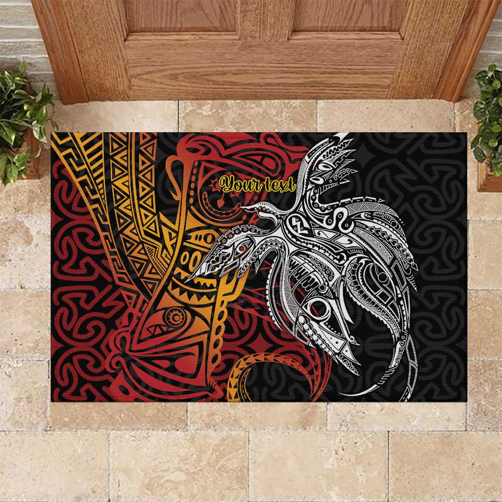 Papua New Guinea Sepik Personalised Rubber Doormat PNG Bird of Paradise Tattoo - Polynesian Pride
