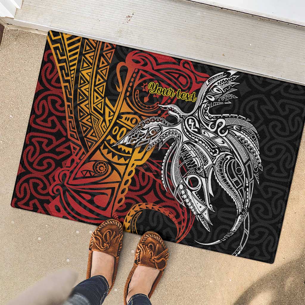 Papua New Guinea Sepik Personalised Rubber Doormat PNG Bird of Paradise Tattoo - Polynesian Pride