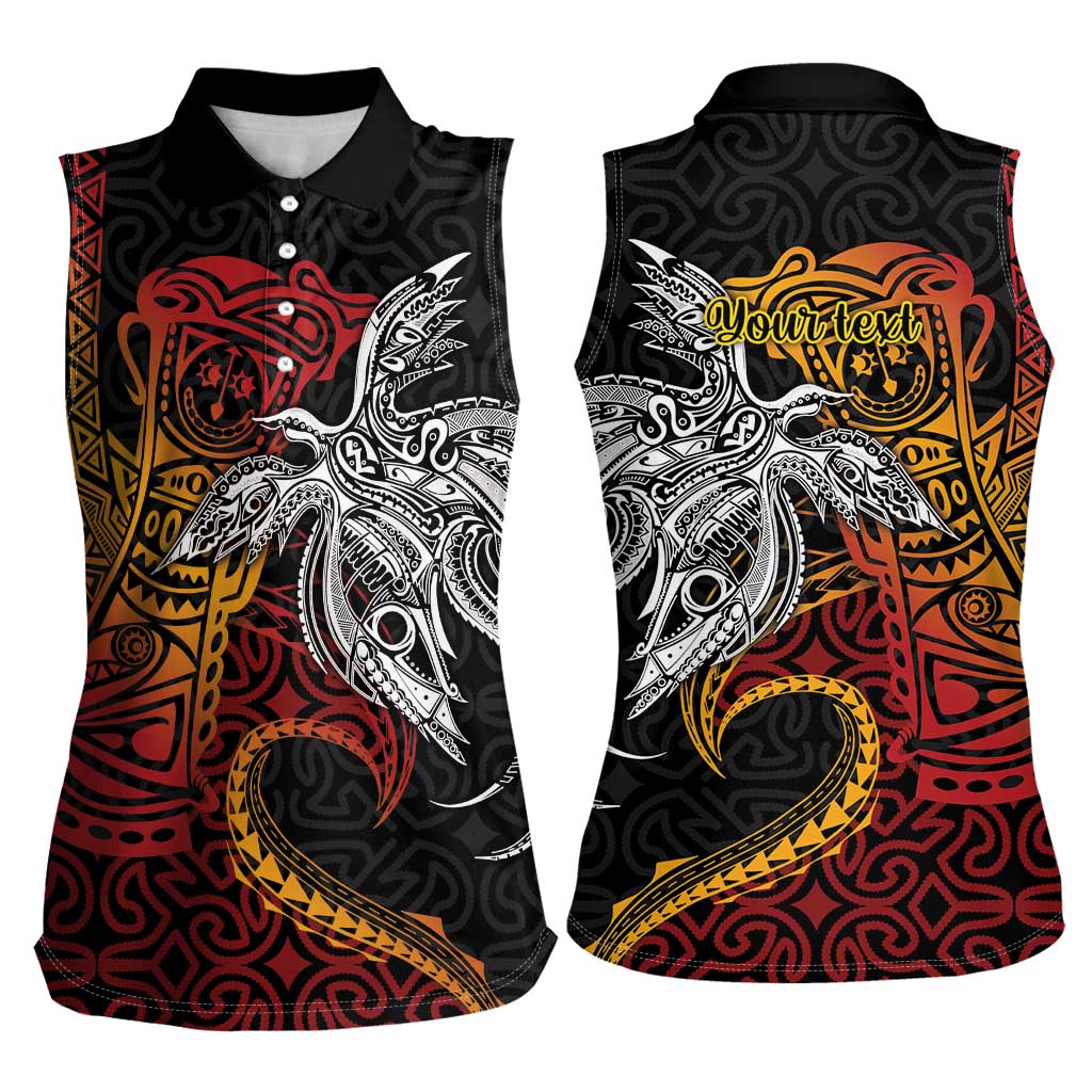 Papua New Guinea Sepik Personalised Women Sleeveless Polo Shirt PNG Bird of Paradise Tattoo LT9 - Polynesian Pride