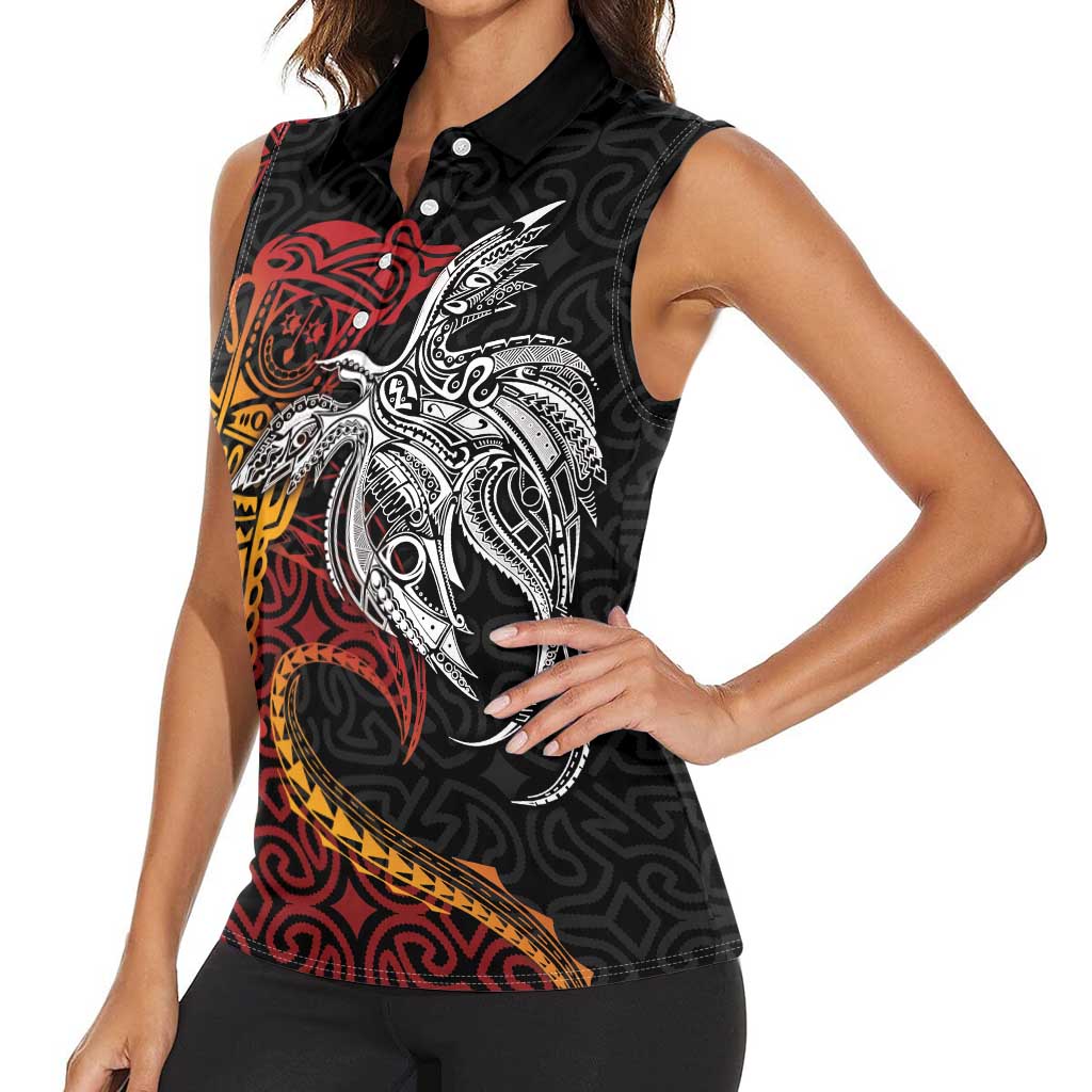 Papua New Guinea Sepik Personalised Women Sleeveless Polo Shirt PNG Bird of Paradise Tattoo LT9 - Polynesian Pride