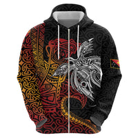 Papua New Guinea Sepik Personalised Zip Hoodie PNG Bird of Paradise Tattoo - Polynesian Pride