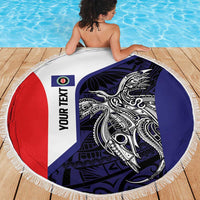 Personalised PNG Bougainville Beach Blanket Bird of Paradise Tattoo Flag Motif - Polynesian Pride