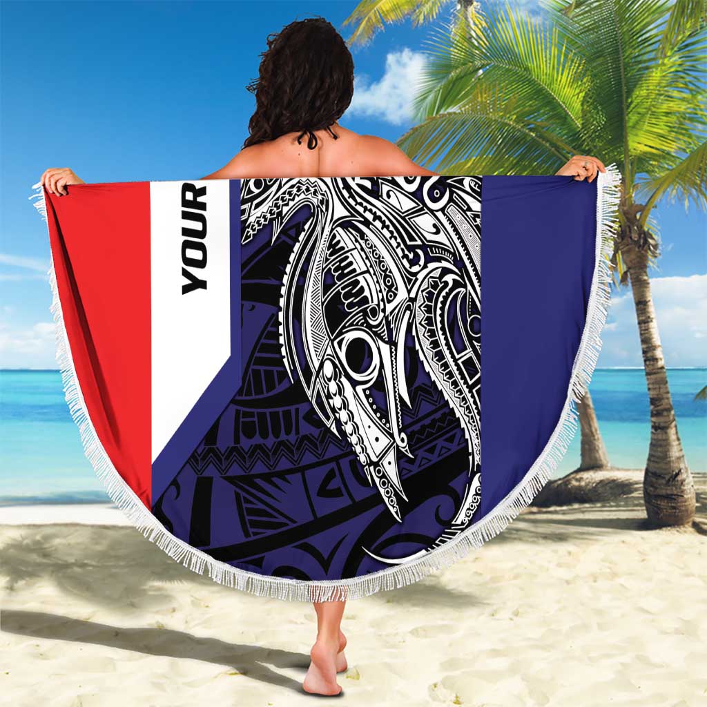 Personalised PNG Bougainville Beach Blanket Bird of Paradise Tattoo Flag Motif - Polynesian Pride