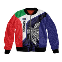 Personalised PNG Bougainville Bomber Jacket Bird of Paradise Tattoo Flag Motif - Polynesian Pride