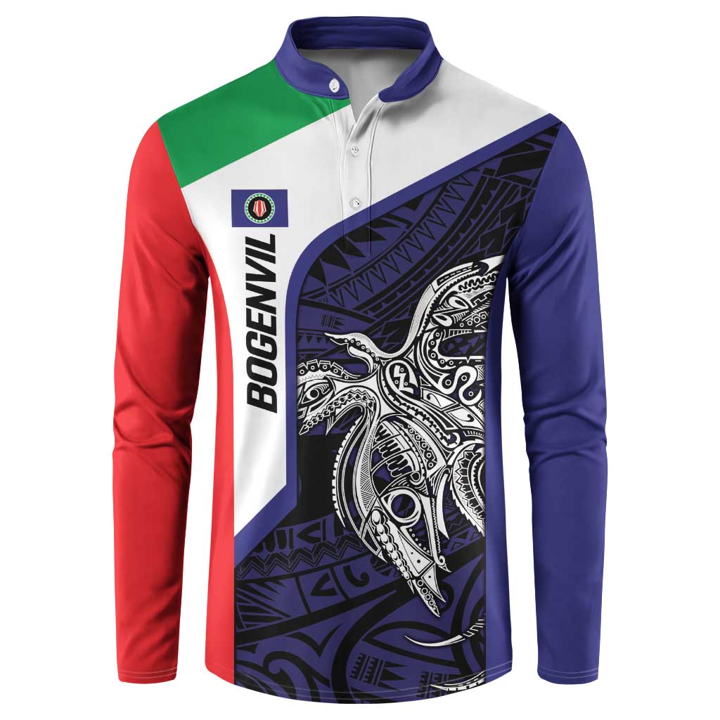 Personalised PNG Bougainville Button Sweatshirt Bird of Paradise Tattoo Flag Motif - Polynesian Pride