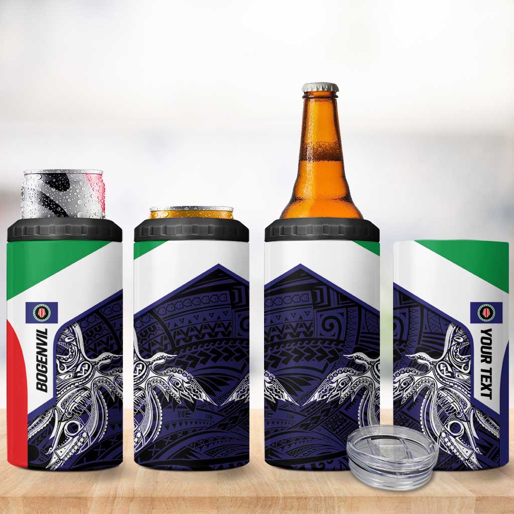 Personalised PNG Bougainville 4 in 1 Can Cooler Tumbler Bird of Paradise Tattoo Flag Motif LT9 - Polynesian Pride