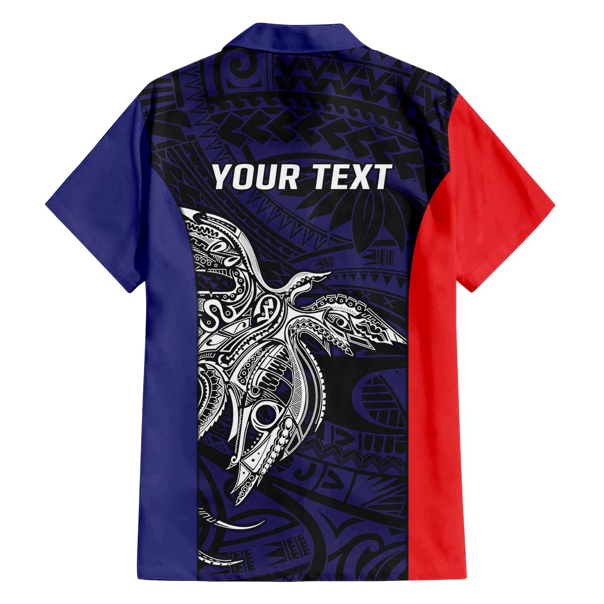 Personalised PNG Bougainville Family Matching Off The Shoulder Long Sleeve Dress and Hawaiian Shirt Bird of Paradise Tattoo Flag Motif - Polynesian Pride