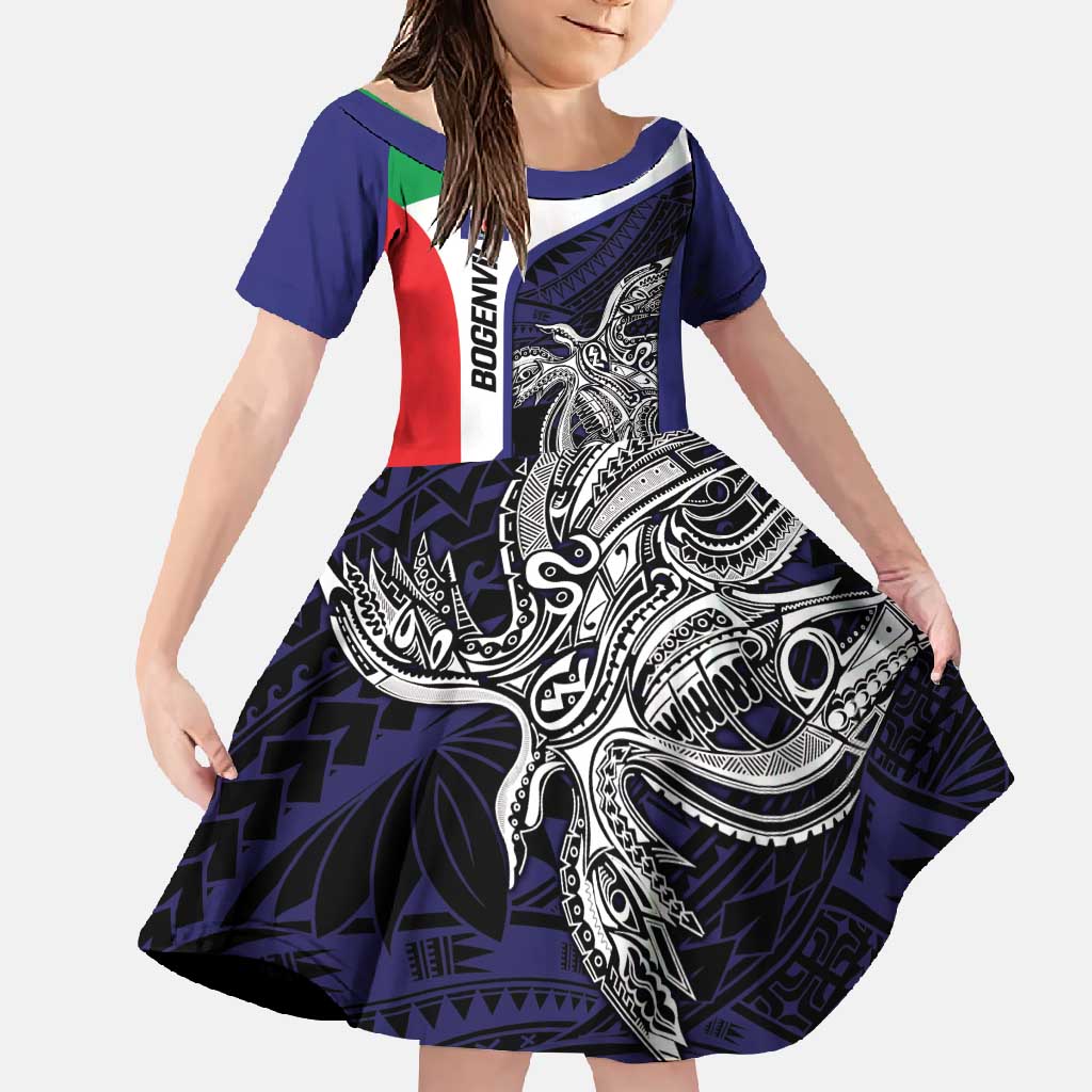 Personalised PNG Bougainville Family Matching Off Shoulder Maxi Dress and Hawaiian Shirt Bird of Paradise Tattoo Flag Motif - Polynesian Pride