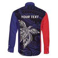 Personalised PNG Bougainville Family Matching Off Shoulder Short Dress and Hawaiian Shirt Bird of Paradise Tattoo Flag Motif - Polynesian Pride