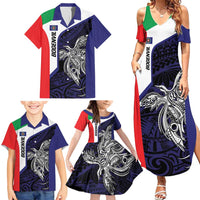 Personalised PNG Bougainville Family Matching Summer Maxi Dress and Hawaiian Shirt Bird of Paradise Tattoo Flag Motif - Polynesian Pride