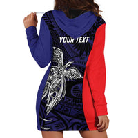 Personalised PNG Bougainville Hoodie Dress Bird of Paradise Tattoo Flag Motif - Polynesian Pride