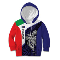 Personalised PNG Bougainville Kid Hoodie Bird of Paradise Tattoo Flag Motif - Polynesian Pride