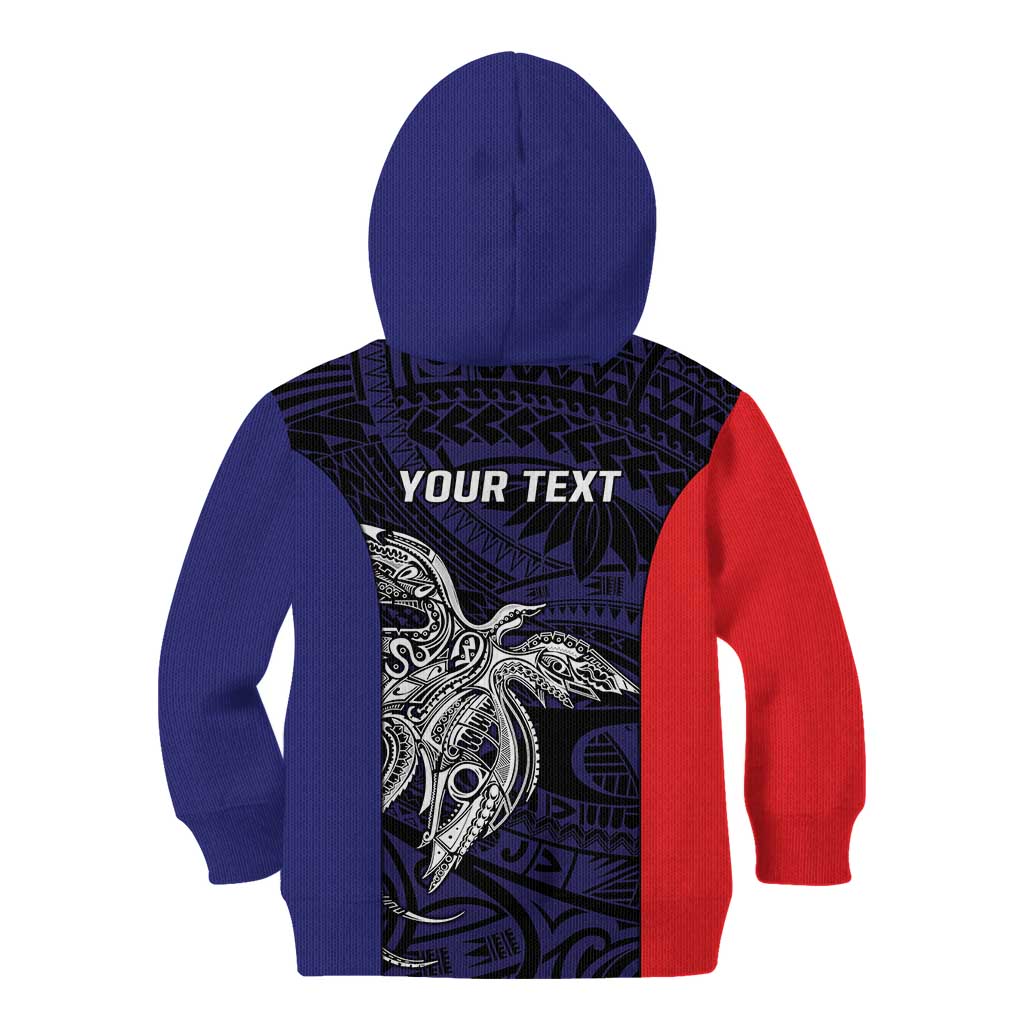 Personalised PNG Bougainville Kid Hoodie Bird of Paradise Tattoo Flag Motif - Polynesian Pride