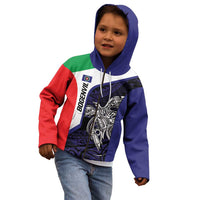 Personalised PNG Bougainville Kid Hoodie Bird of Paradise Tattoo Flag Motif - Polynesian Pride