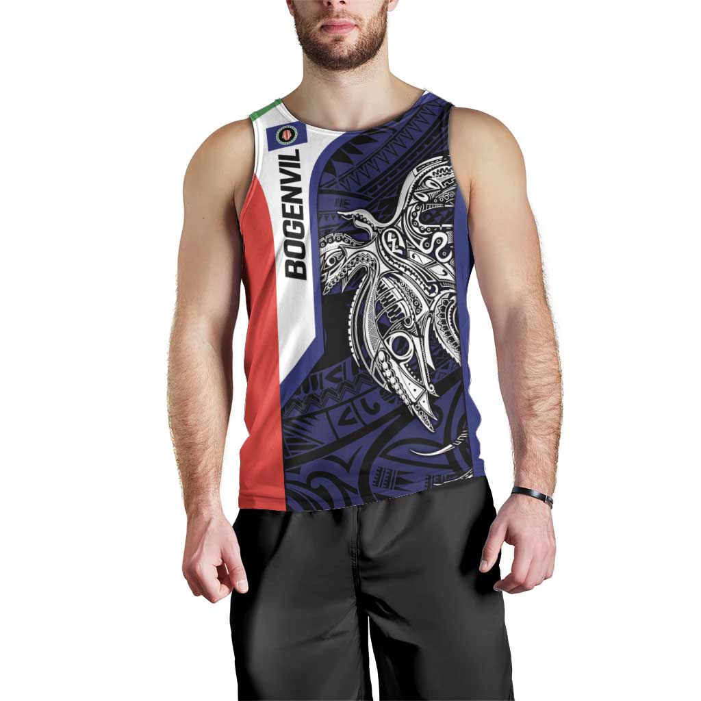 Personalised PNG Bougainville Men Tank Top Bird of Paradise Tattoo Flag Motif LT9 - Polynesian Pride