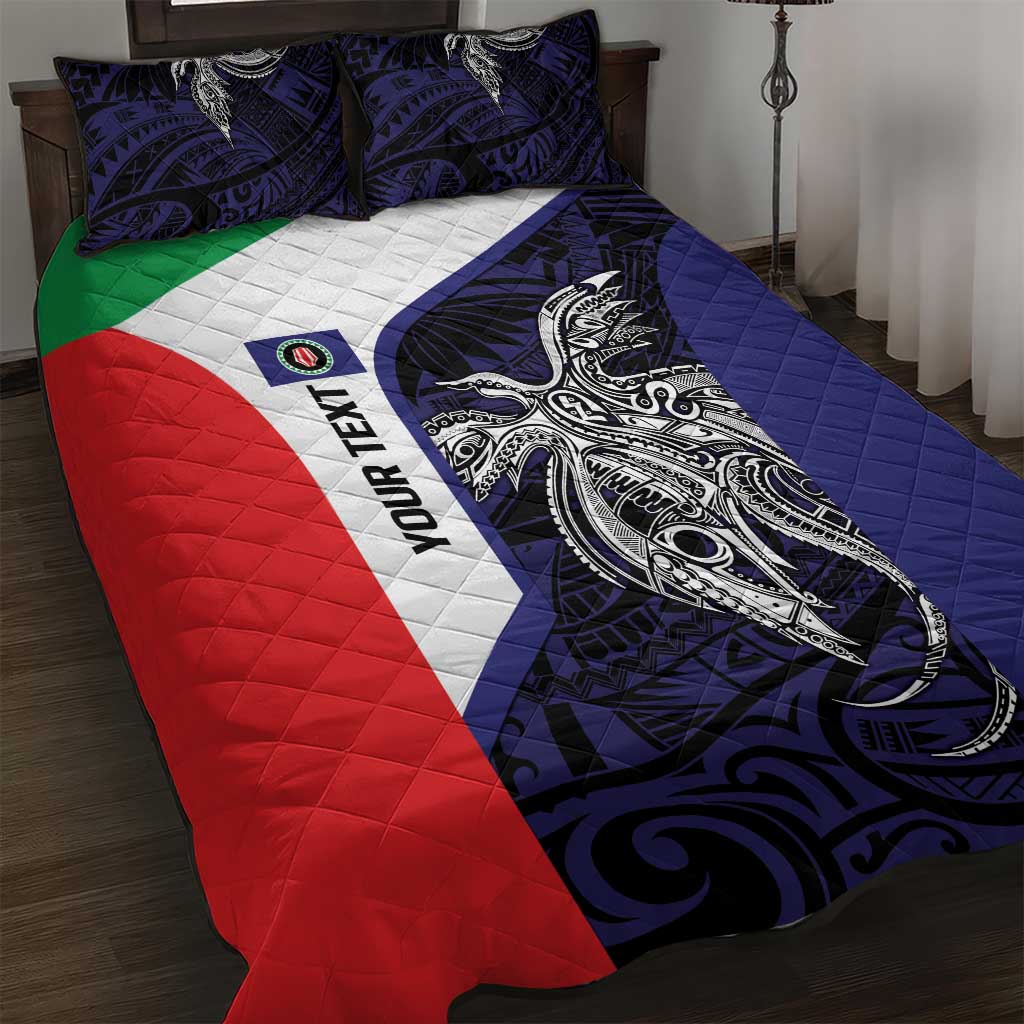 Personalised PNG Bougainville Quilt Bed Set Bird of Paradise Tattoo Flag Motif - Polynesian Pride