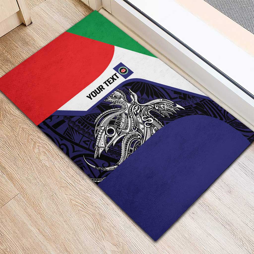 Personalised PNG Bougainville Rubber Doormat Bird of Paradise Tattoo Flag Motif - Polynesian Pride