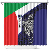 Personalised PNG Bougainville Shower Curtain Bird of Paradise Tattoo Flag Motif - Polynesian Pride