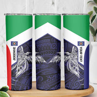 Personalised PNG Bougainville Skinny Tumbler Bird of Paradise Tattoo Flag Motif LT9 - Polynesian Pride