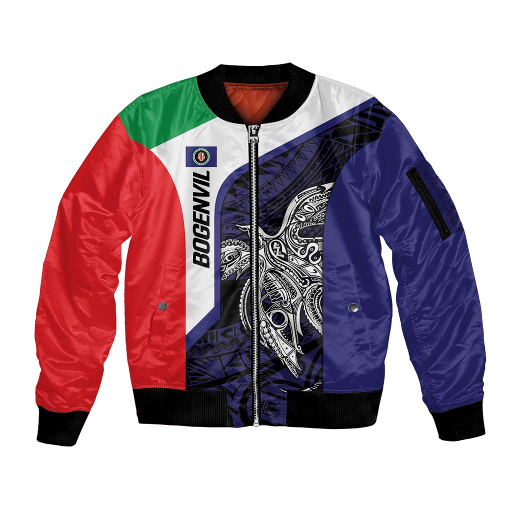 Personalised PNG Bougainville Sleeve Zip Bomber Jacket Bird of Paradise Tattoo Flag Motif - Polynesian Pride