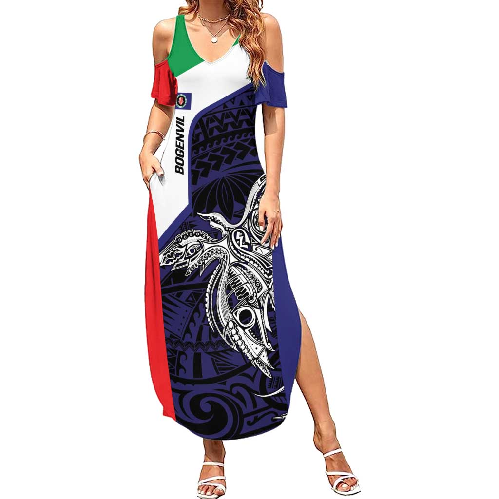 Personalised PNG Bougainville Summer Maxi Dress Bird of Paradise Tattoo Flag Motif - Polynesian Pride