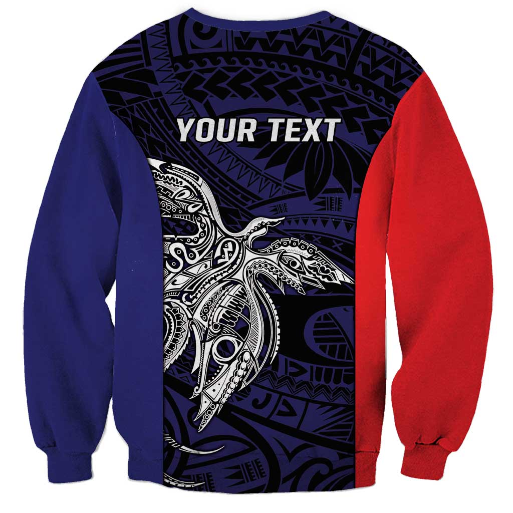 Personalised PNG Bougainville Sweatshirt Bird of Paradise Tattoo Flag Motif - Polynesian Pride