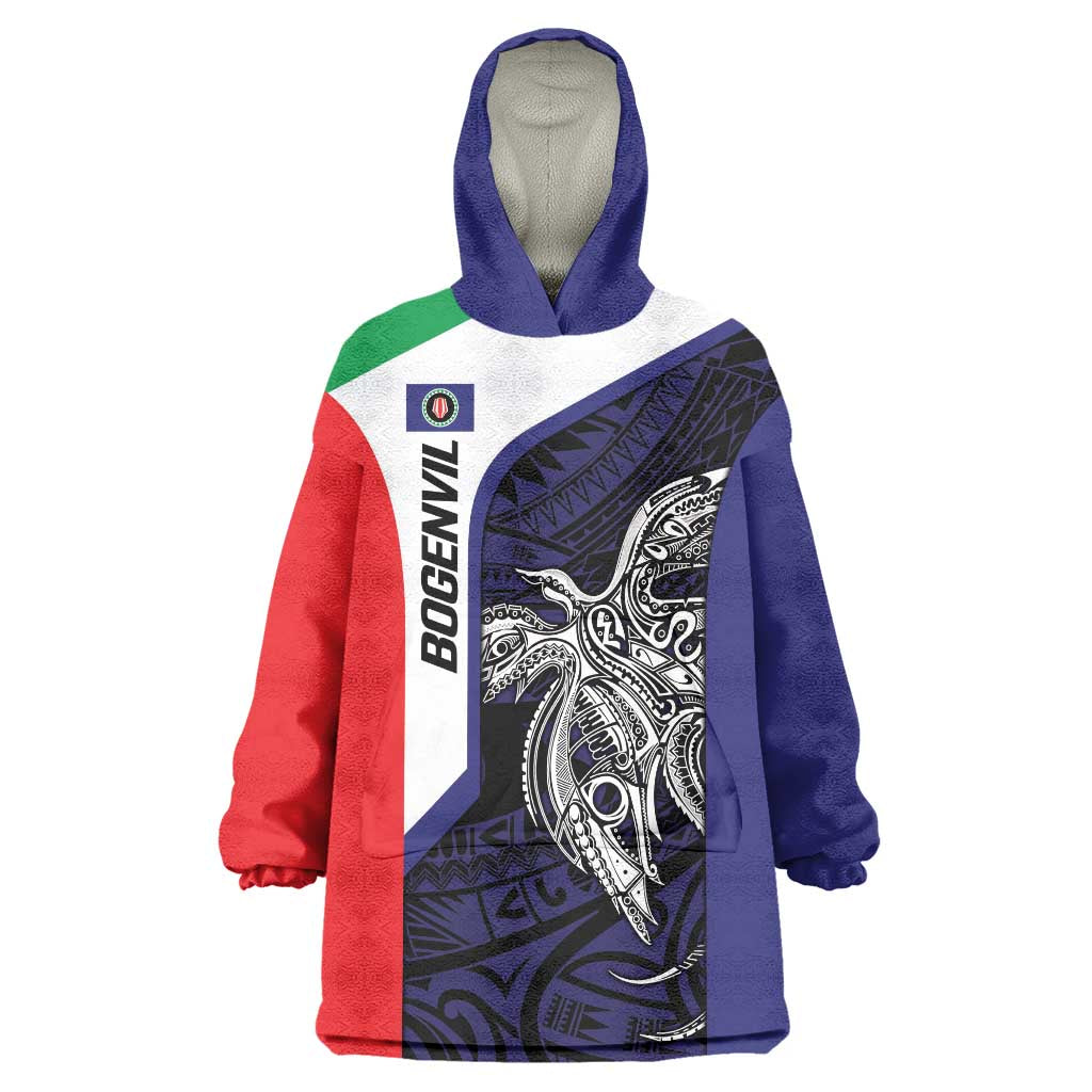 Personalised PNG Bougainville Wearable Blanket Hoodie Bird of Paradise Tattoo Flag Motif - Polynesian Pride