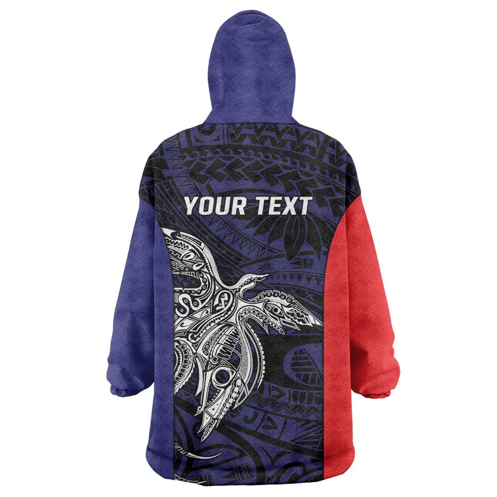 Personalised PNG Bougainville Wearable Blanket Hoodie Bird of Paradise Tattoo Flag Motif - Polynesian Pride