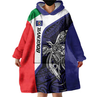 Personalised PNG Bougainville Wearable Blanket Hoodie Bird of Paradise Tattoo Flag Motif - Polynesian Pride