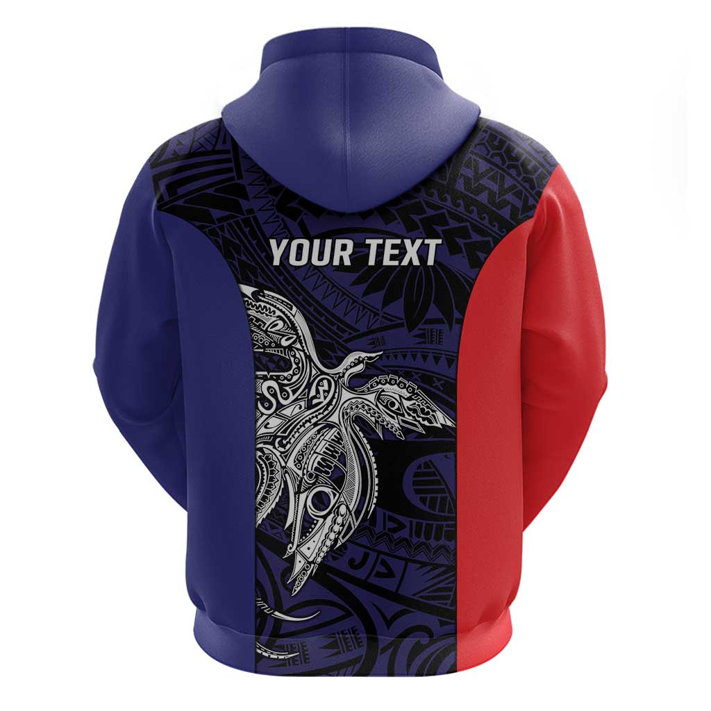 Personalised PNG Bougainville Zip Hoodie Bird of Paradise Tattoo Flag Motif - Polynesian Pride