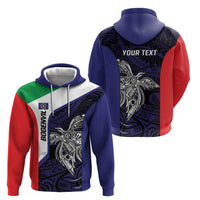 Personalised PNG Bougainville Zip Hoodie Bird of Paradise Tattoo Flag Motif - Polynesian Pride