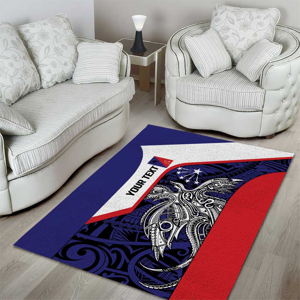 Personalised PNG Central Province Area Rug Bird of Paradise Tattoo Flag Motif LT9 - Polynesian Pride
