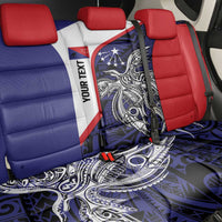 Personalised PNG Central Province Back Car Seat Cover Bird of Paradise Tattoo Flag Motif - Polynesian Pride