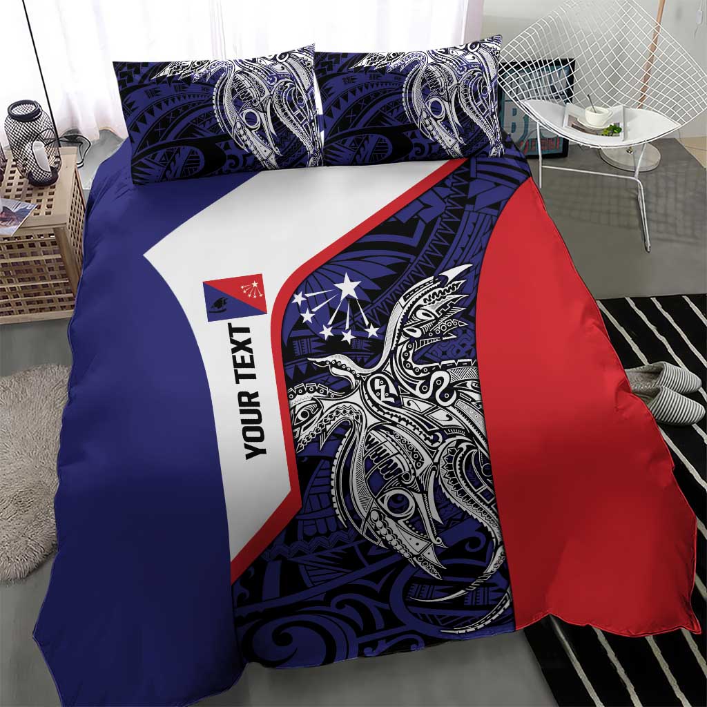 Personalised PNG Central Province Bedding Set Bird of Paradise Tattoo Flag Motif - Polynesian Pride