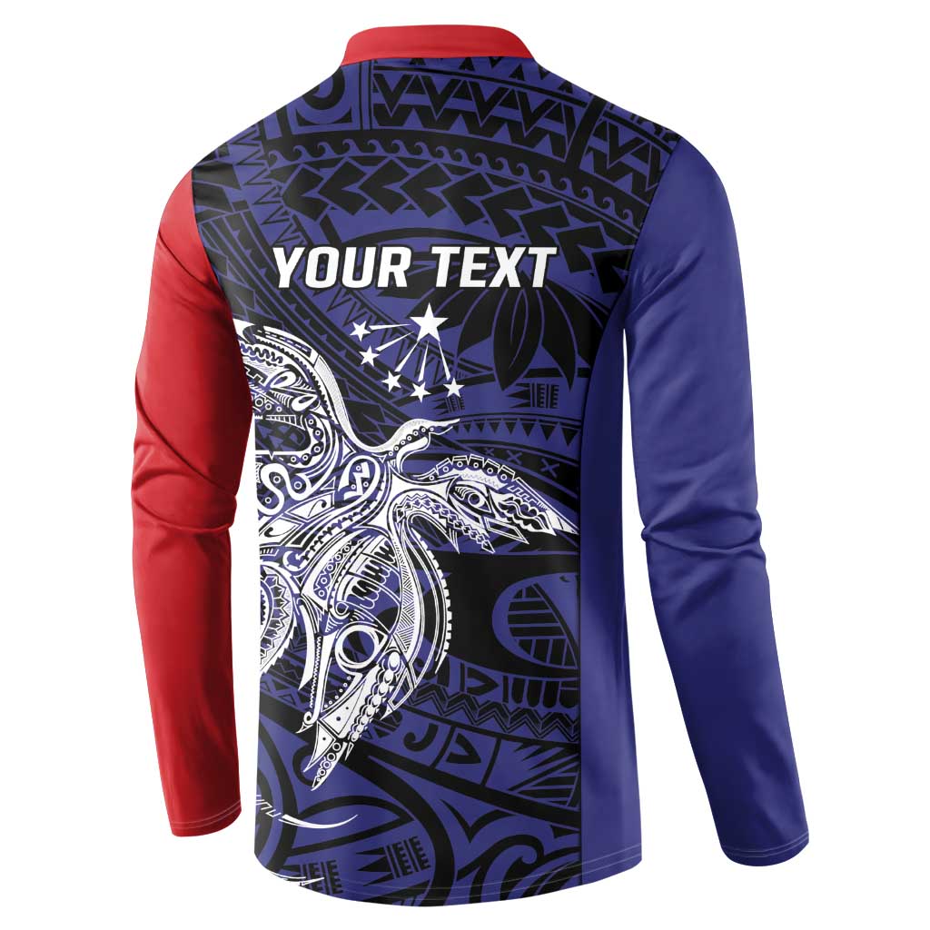 Personalised PNG Central Province Button Sweatshirt Bird of Paradise Tattoo Flag Motif - Polynesian Pride