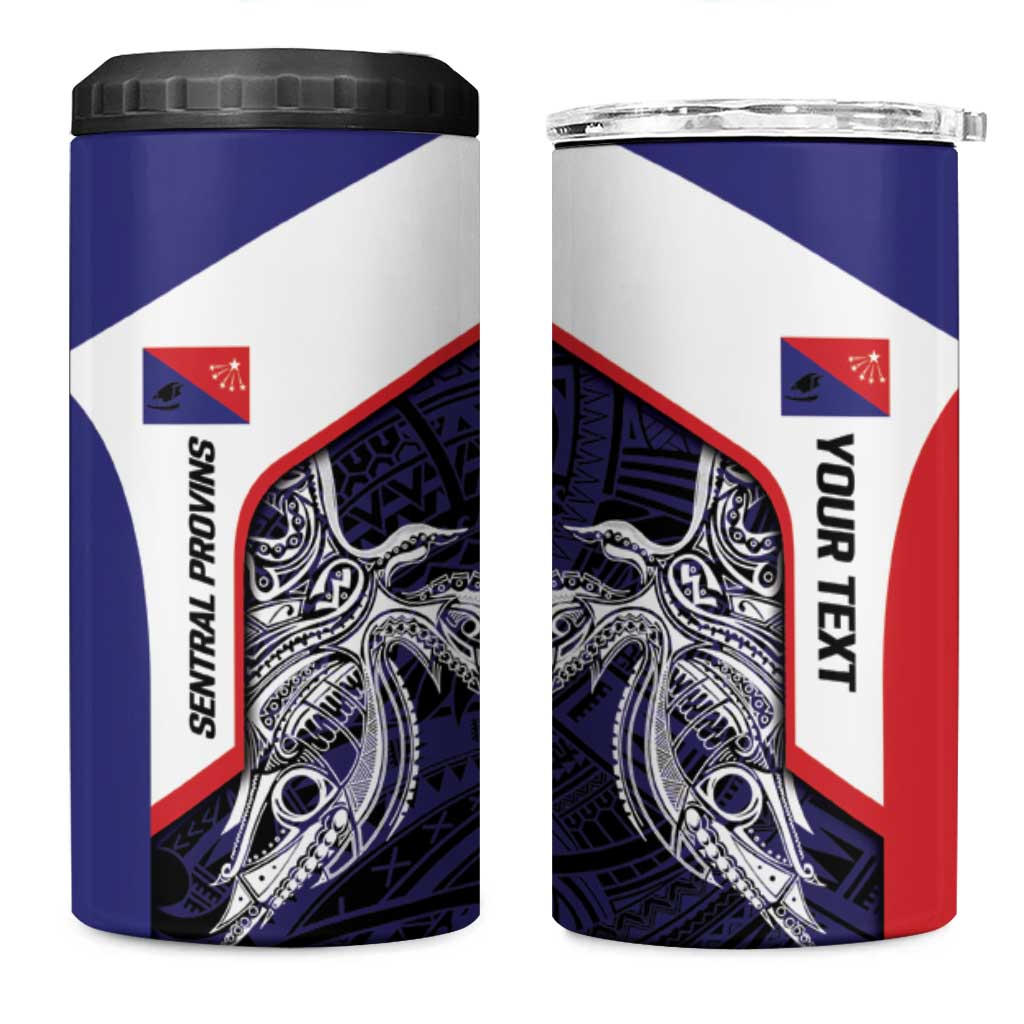 Personalised PNG Central Province 4 in 1 Can Cooler Tumbler Bird of Paradise Tattoo Flag Motif - Polynesian Pride