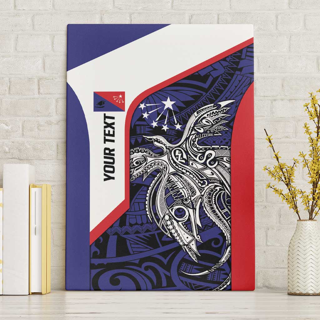 Personalised PNG Central Province Canvas Wall Art Bird of Paradise Tattoo Flag Motif LT9 Without Frame Blue - Polynesian Pride