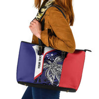 Personalised PNG Central Province Leather Tote Bag Bird of Paradise Tattoo Flag Motif - Polynesian Pride