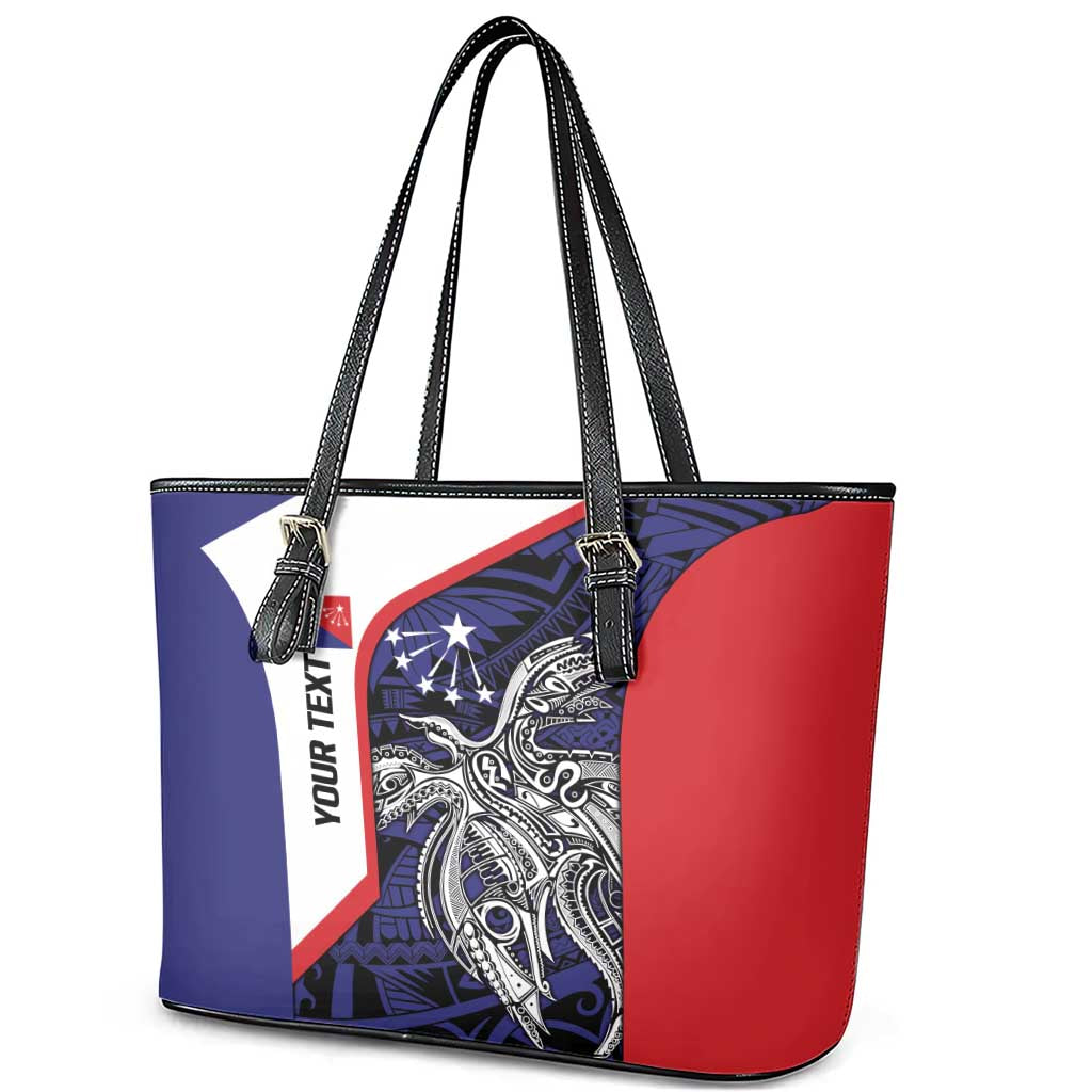 Personalised PNG Central Province Leather Tote Bag Bird of Paradise Tattoo Flag Motif - Polynesian Pride