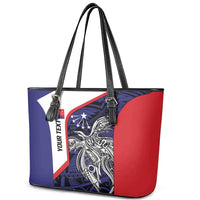 Personalised PNG Central Province Leather Tote Bag Bird of Paradise Tattoo Flag Motif - Polynesian Pride
