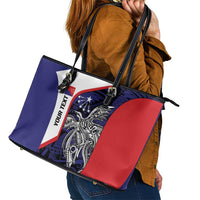 Personalised PNG Central Province Leather Tote Bag Bird of Paradise Tattoo Flag Motif - Polynesian Pride