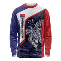 Personalised PNG Central Province Long Sleeve Shirt Bird of Paradise Tattoo Flag Motif - Polynesian Pride