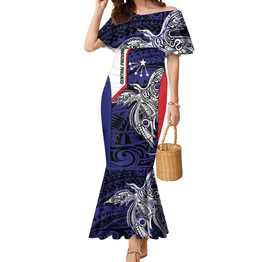 Personalised PNG Central Province Mermaid Dress Bird of Paradise Tattoo Flag Motif - Polynesian Pride