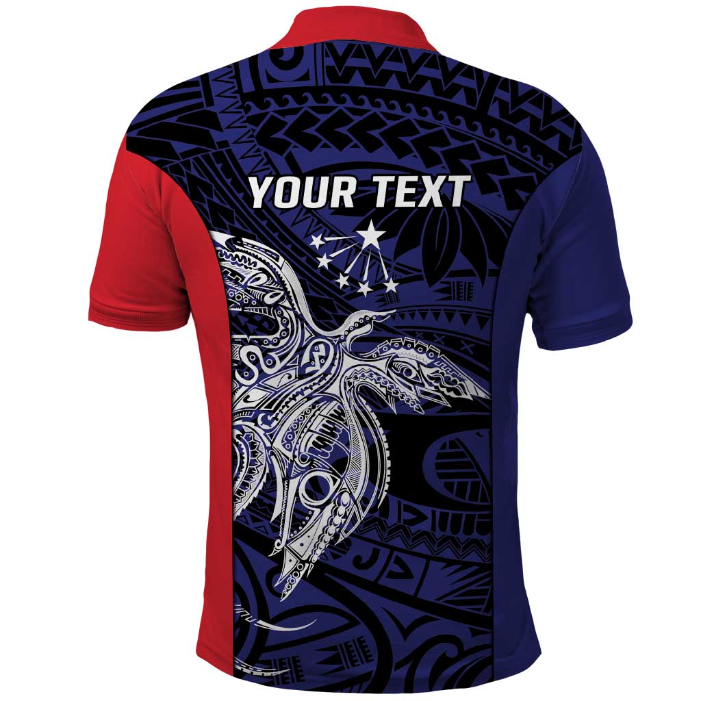 Personalised PNG Central Province Polo Shirt Bird of Paradise Tattoo Flag Motif - Polynesian Pride
