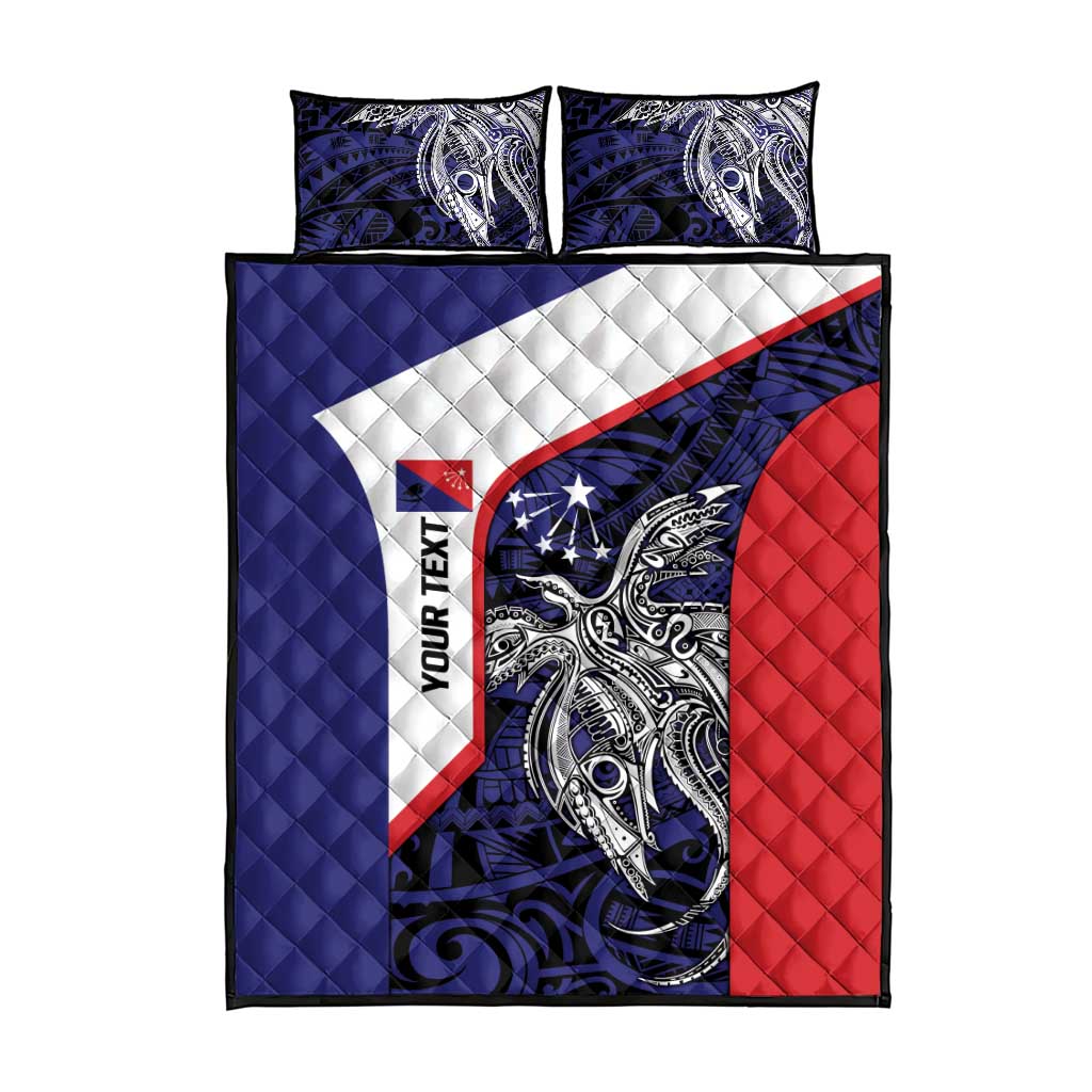 Personalised PNG Central Province Quilt Bed Set Bird of Paradise Tattoo Flag Motif - Polynesian Pride