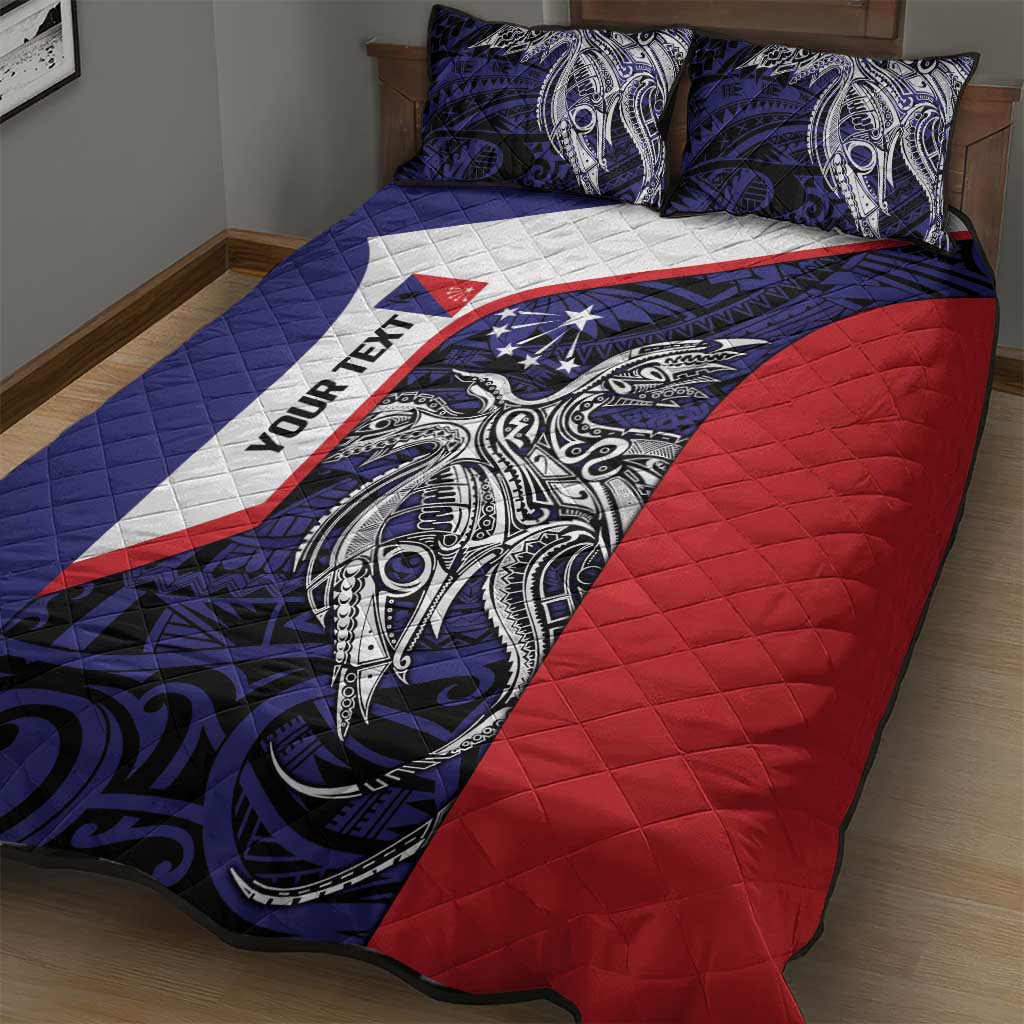 Personalised PNG Central Province Quilt Bed Set Bird of Paradise Tattoo Flag Motif - Polynesian Pride