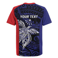 Personalised PNG Central Province Rugby Jersey Bird of Paradise Tattoo Flag Motif - Polynesian Pride