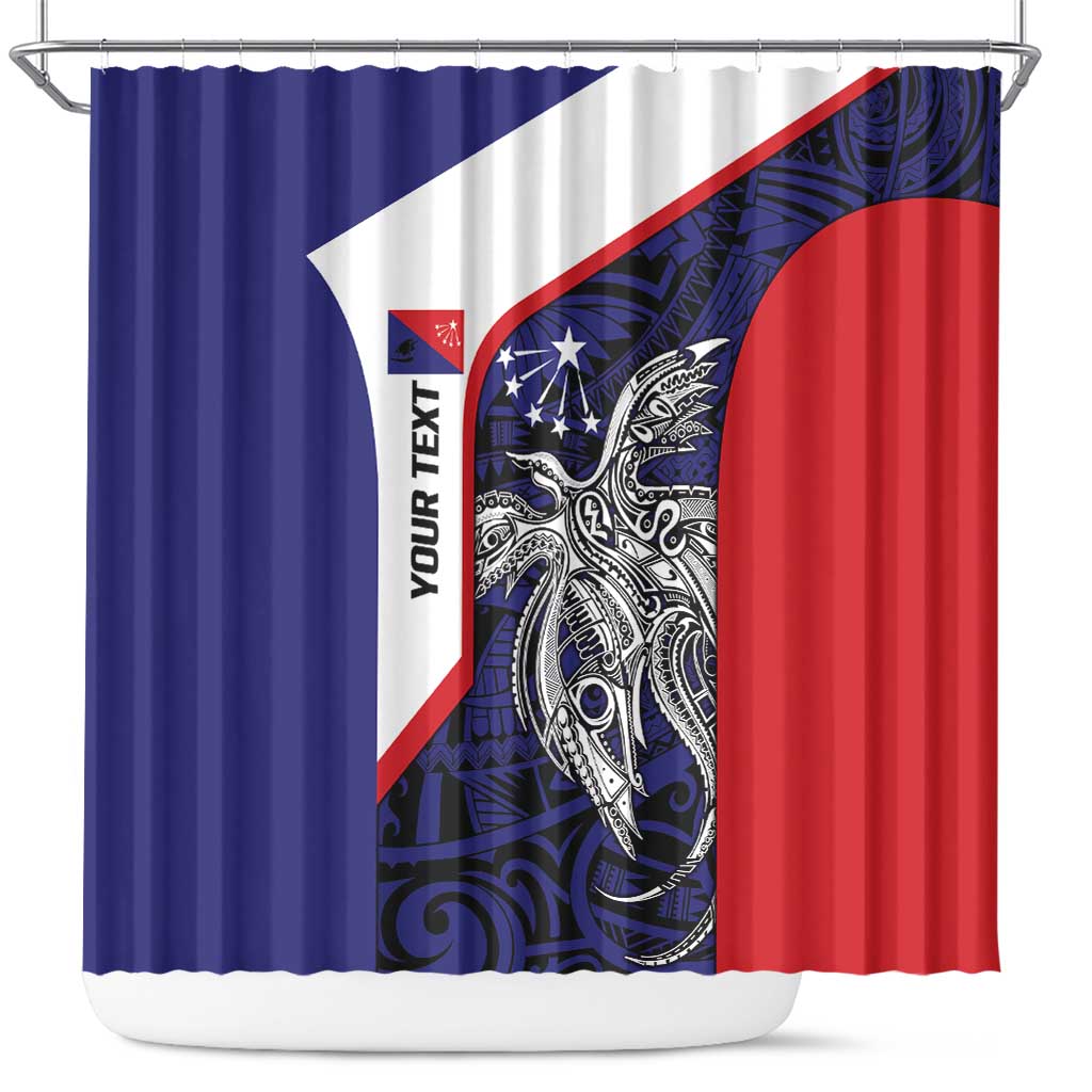 Personalised PNG Central Province Shower Curtain Bird of Paradise Tattoo Flag Motif - Polynesian Pride